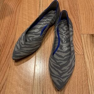 Rothy’s Gray Zebra Pointed Toe Flat - Size 8.5